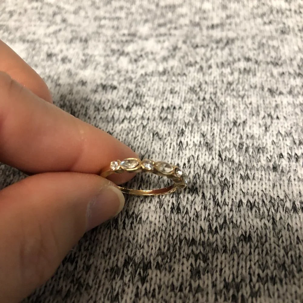 Gold Plated Pearl & Cubic Zirconia Rings Set of 2 - Picture 5 of 7